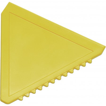 Triangular plastic ice scraper, yellow