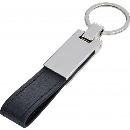 Steel key chain with PU loop, black
