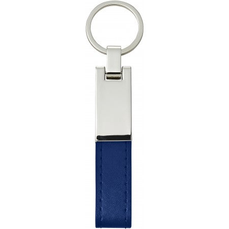Steel key chain with PU loop, cobalt blue
