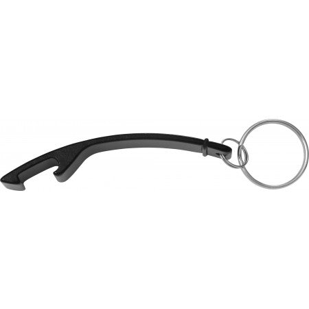 Aluminium bottle opener key chain, black