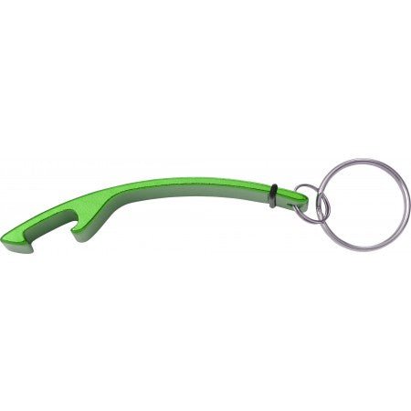 Aluminium bottle opener key chain, green