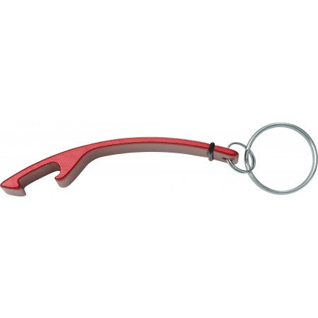 Aluminium bottle opener key chain, red