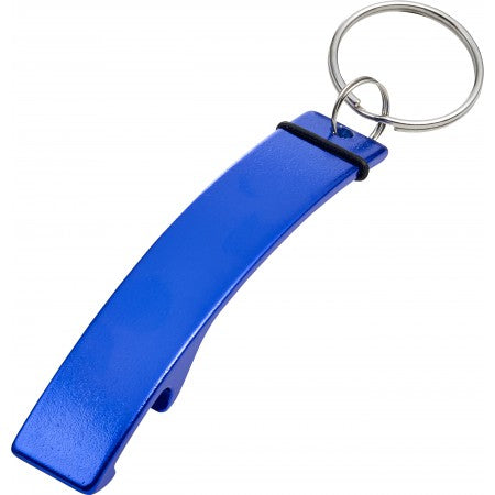 Aluminium bottle opener key chain, cobalt blue