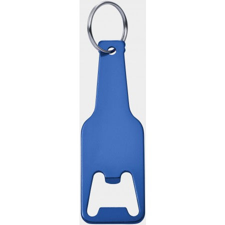 Aluminium bottle opener key chain, cobalt blue