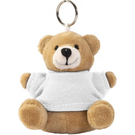Teddy bear key ring, white