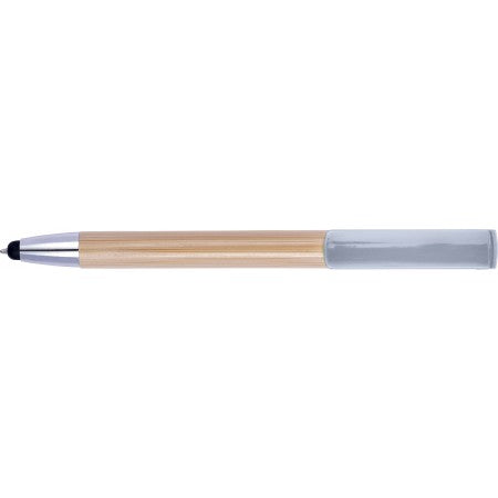 Bamboo ballpen and stylus, silver