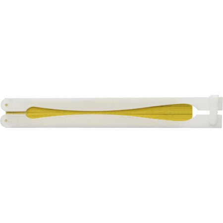Paper hand held fan with plastic handle, yellow