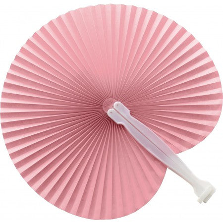 Paper hand held fan with plastic handle, pink