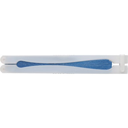 Paper hand held fan with plastic handle, light blue