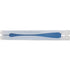 Paper hand held fan with plastic handle, light blue