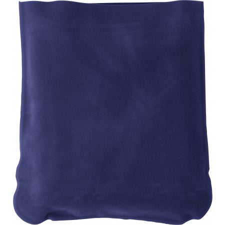Inflatable velour travel cushion, blue