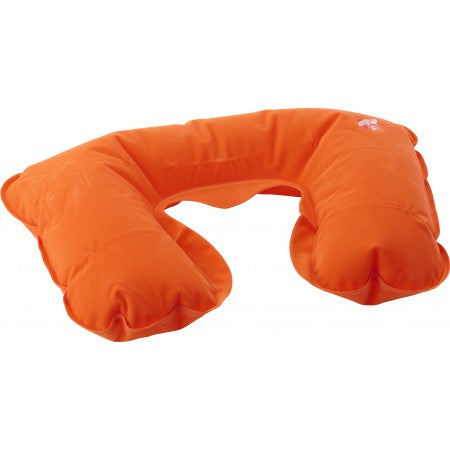 Inflatable velour travel cushion, orange
