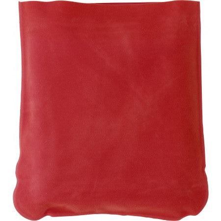 Inflatable velour travel cushion, red