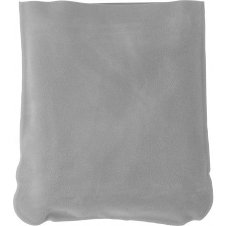 Inflatable velour travel cushion, light grey