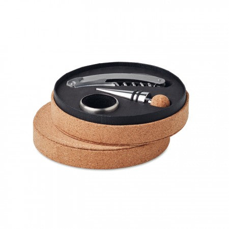 Wine set 3 pcs cork box