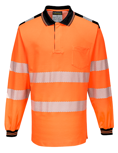 t184 PW3 Hi-Vis Polo Shirt  L/S - BRANIO