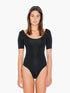 WOMEN'S COTTON SPANDEX JERSEY SHORT SLEEVE DOUBLE U-NECK BODYSUIT - BRANIO