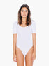 WOMEN'S COTTON SPANDEX JERSEY SHORT SLEEVE DOUBLE U-NECK BODYSUIT - BRANIO