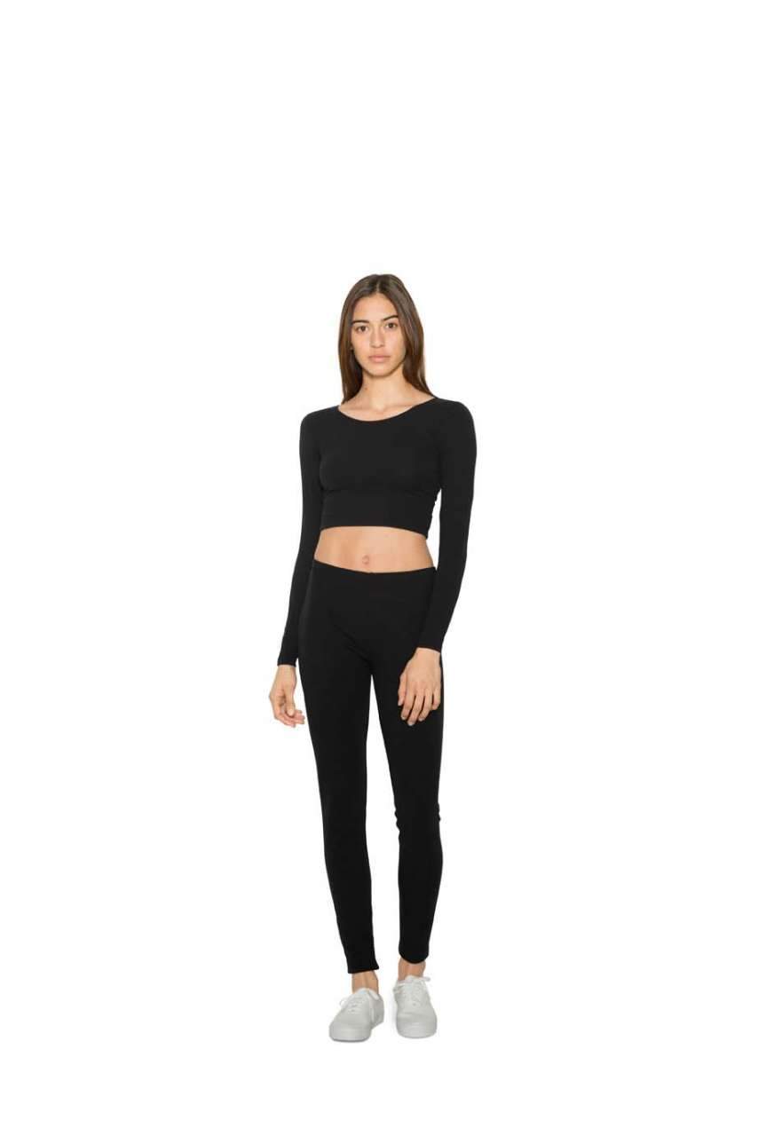 WOMEN'S COTTON SPANDEX JERSEY LONG SLEEVE CROP TOP - BRANIO