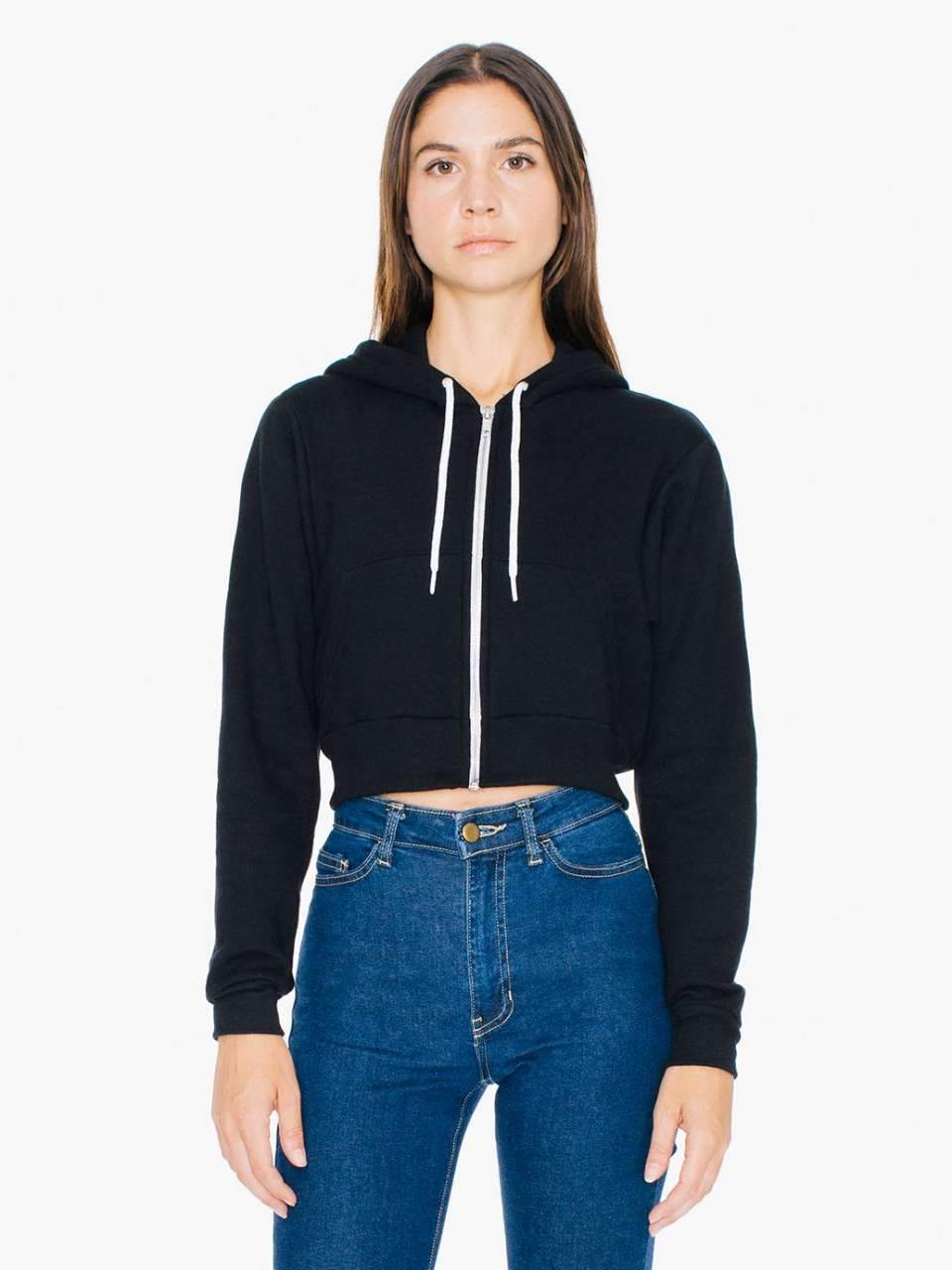 WOMEN'S FLEX FLEECE CROPPED ZIP HOODED SWEATSHIRT - BRANIO