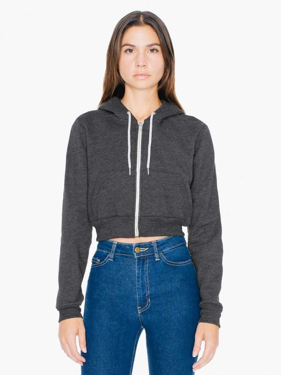 WOMEN'S FLEX FLEECE CROPPED ZIP HOODED SWEATSHIRT - BRANIO