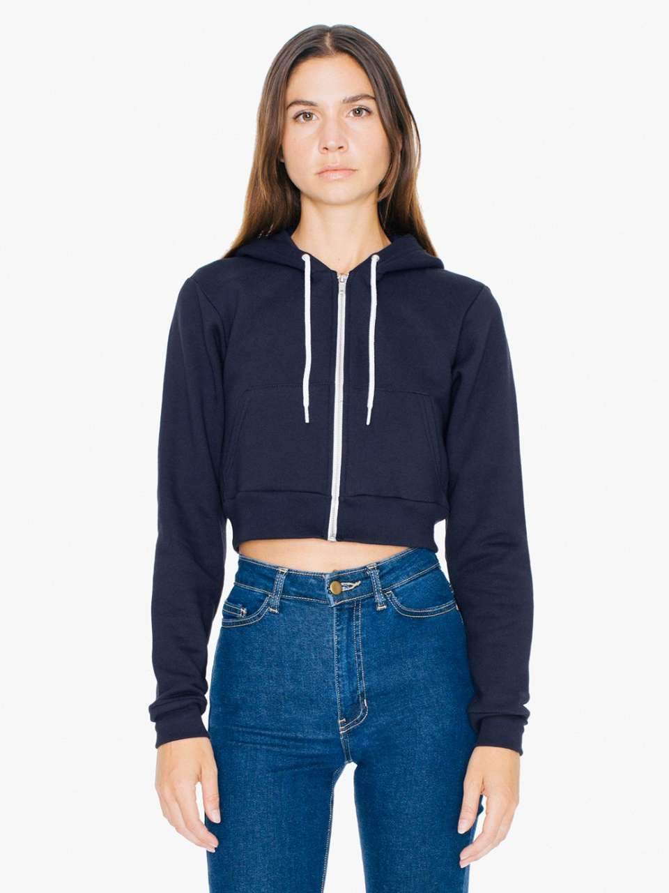 WOMEN'S FLEX FLEECE CROPPED ZIP HOODED SWEATSHIRT - BRANIO