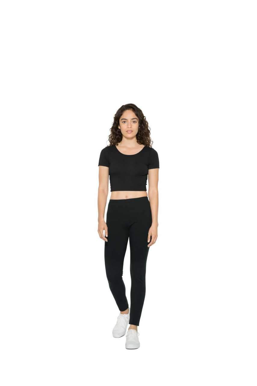 WOMEN'S COTTON SPANDEX JERSEY SHORT SLEEVE CROP TOP - BRANIO