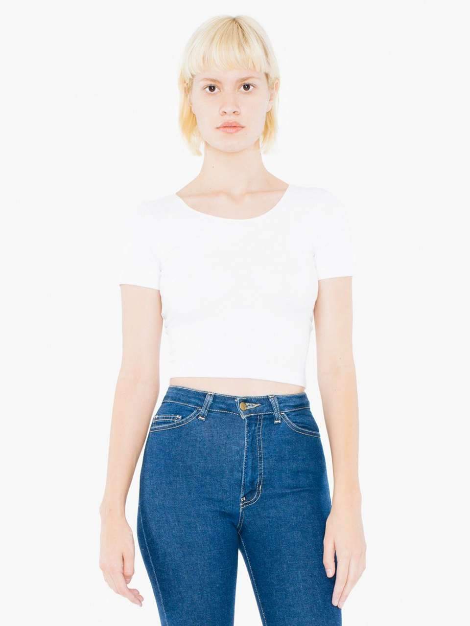WOMEN'S COTTON SPANDEX JERSEY SHORT SLEEVE CROP TOP - BRANIO