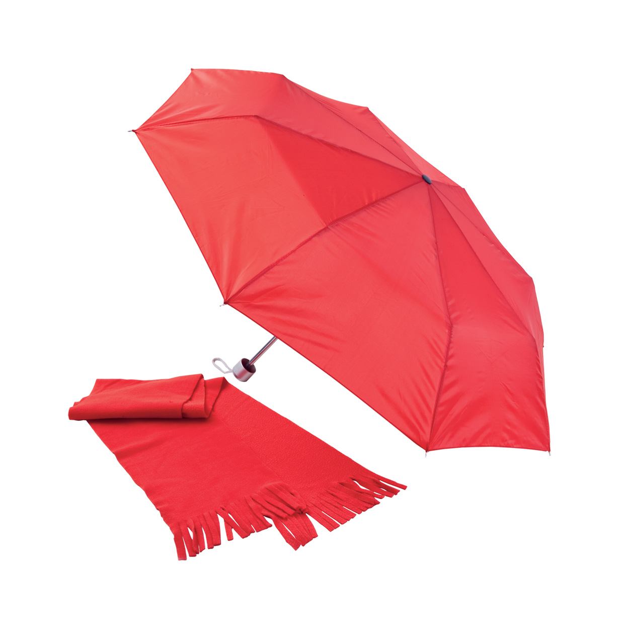 Set fular polar si umbrela manuala rosie BAP731639